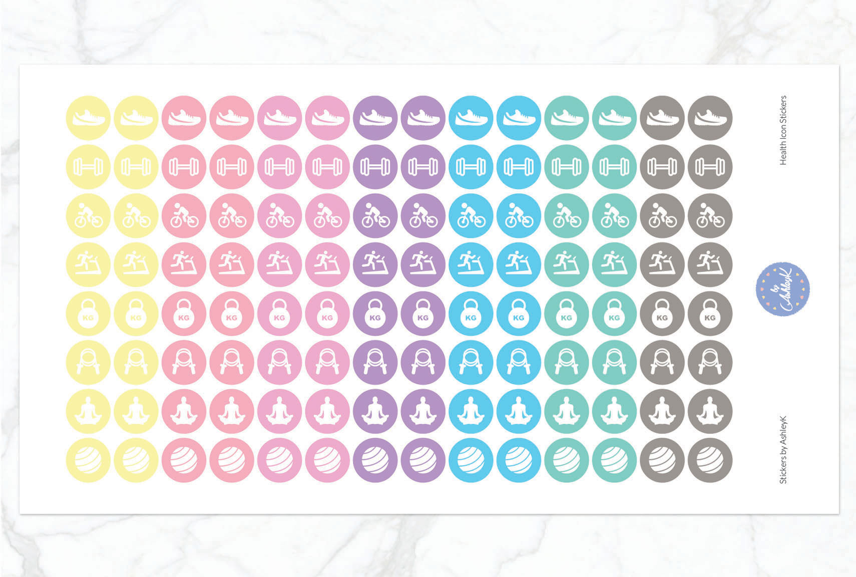 Health Icon Stickers - Pastel