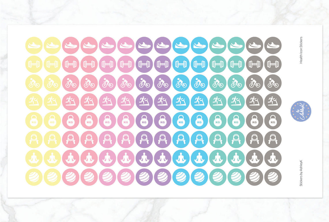Health Icon Stickers - Pastel