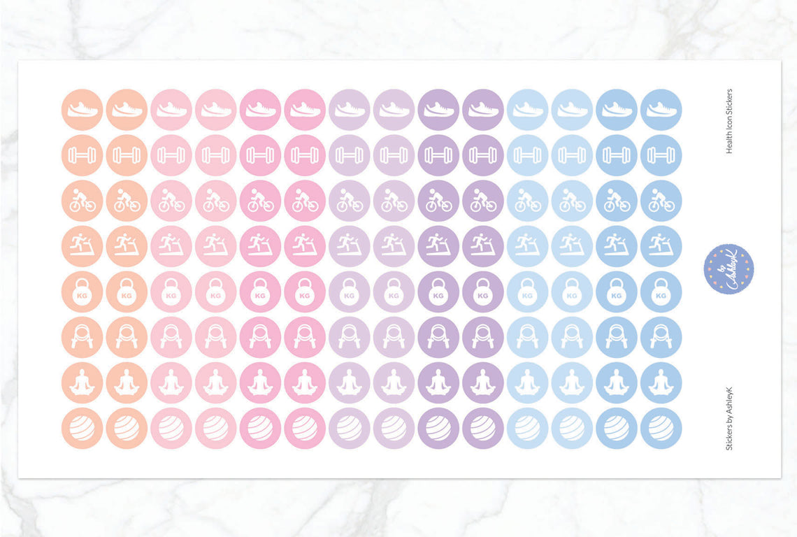 Health Icon Stickers - Pastel Sunset