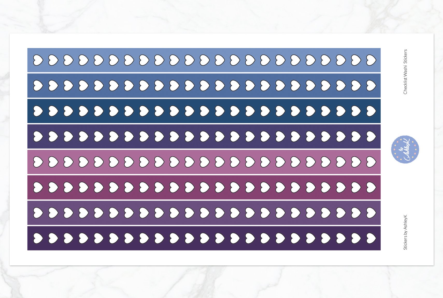 Heart Checklist Washi - Blueberry