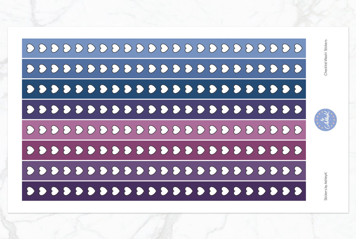 Heart Checklist Washi - Blueberry