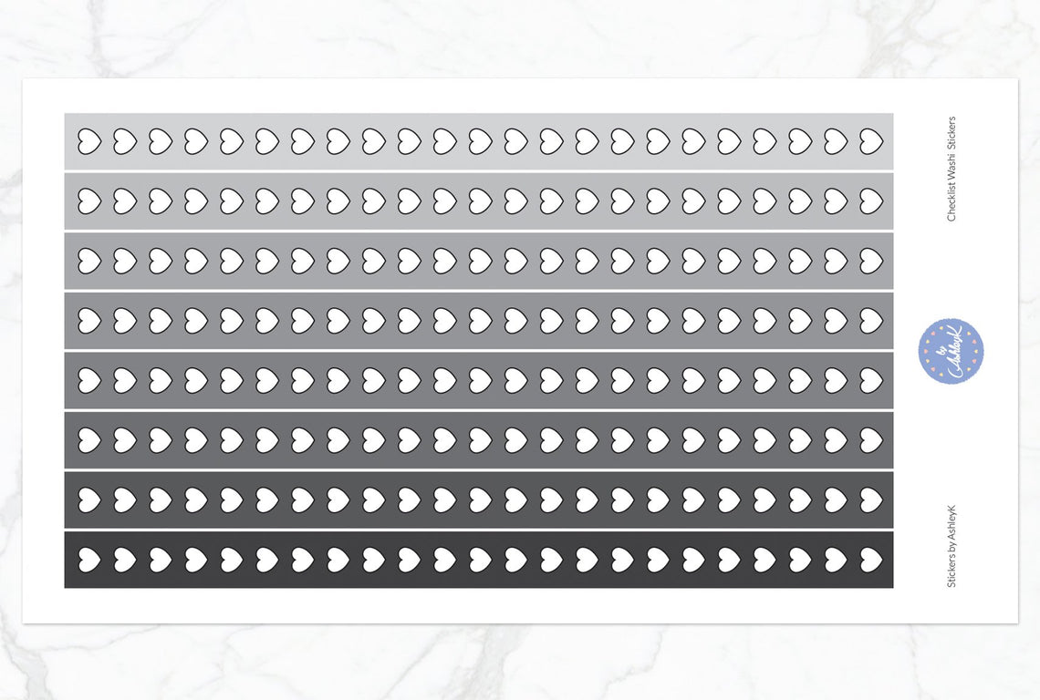 Heart Checklist Washi - Monochrome