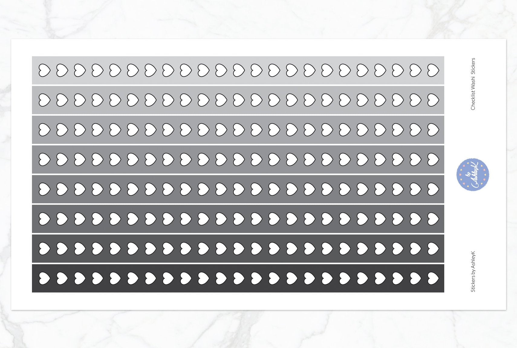 Heart Checklist Washi - Monochrome