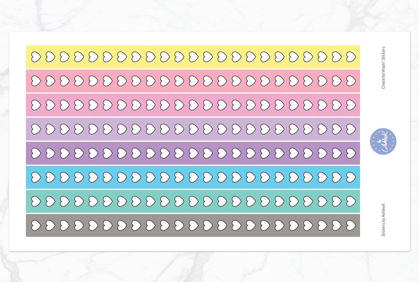 Heart Checklist Washi - Pastel