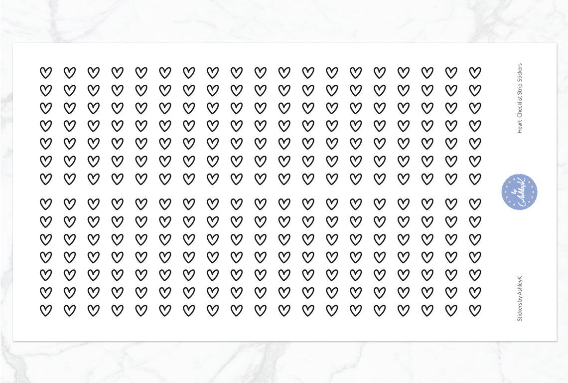 Heart Checklist Strip Stickers - Black