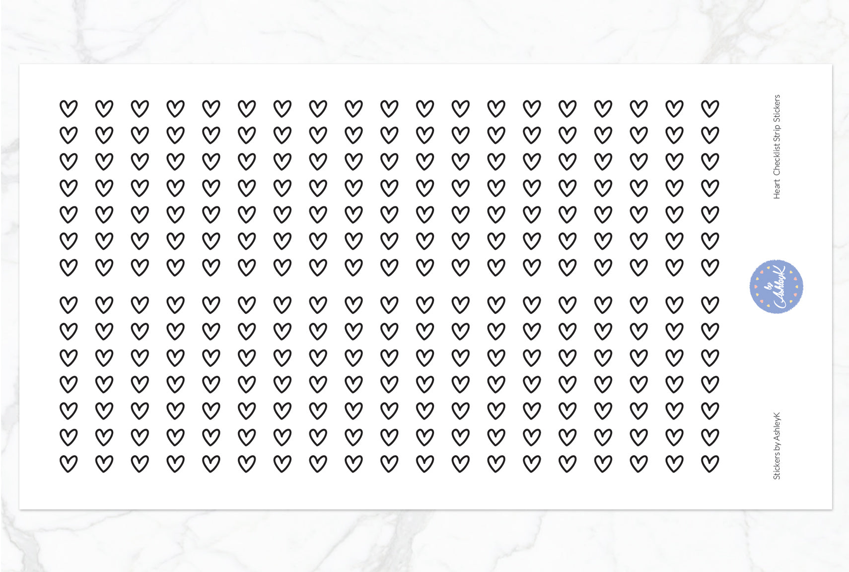 Heart Checklist Strip Stickers - Black