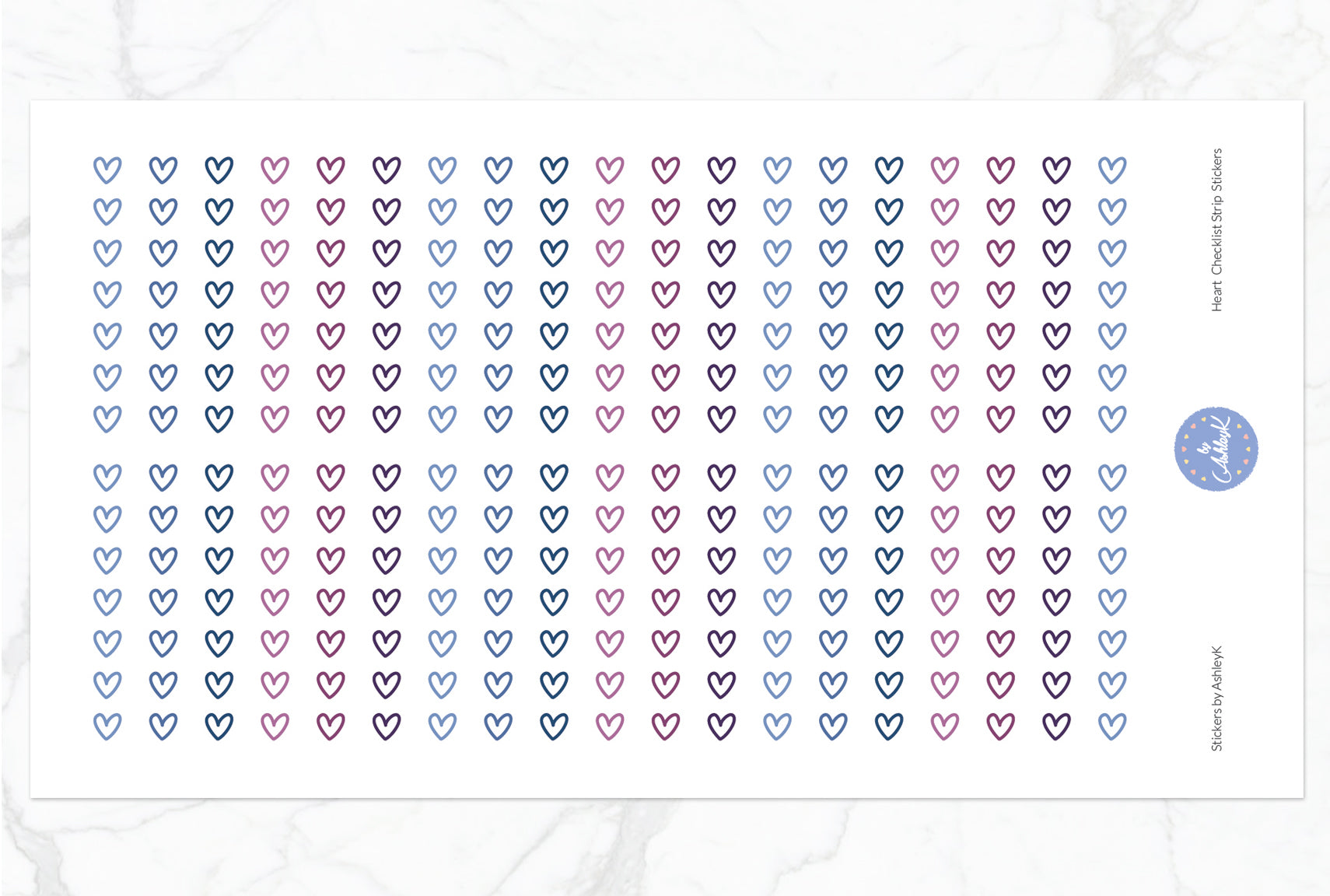 Heart Checklist Strip Stickers - Blueberry