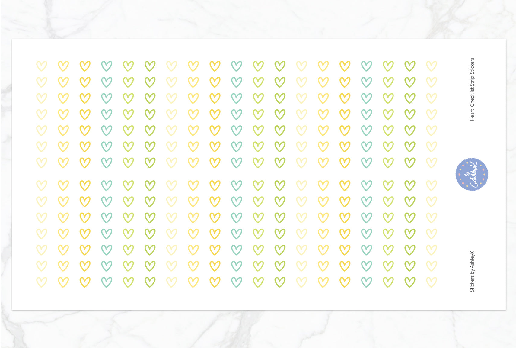 Heart Checklist Strip Stickers - Lemon&Lime