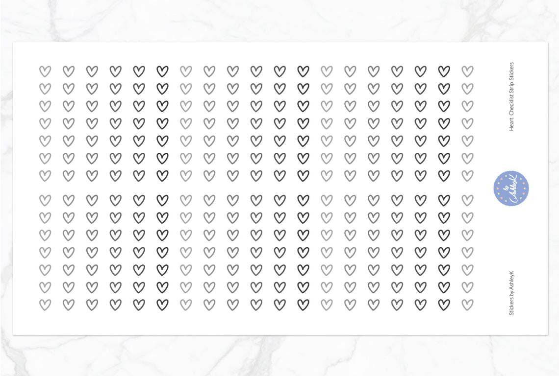 Heart Checklist Strip Stickers - Monochrome