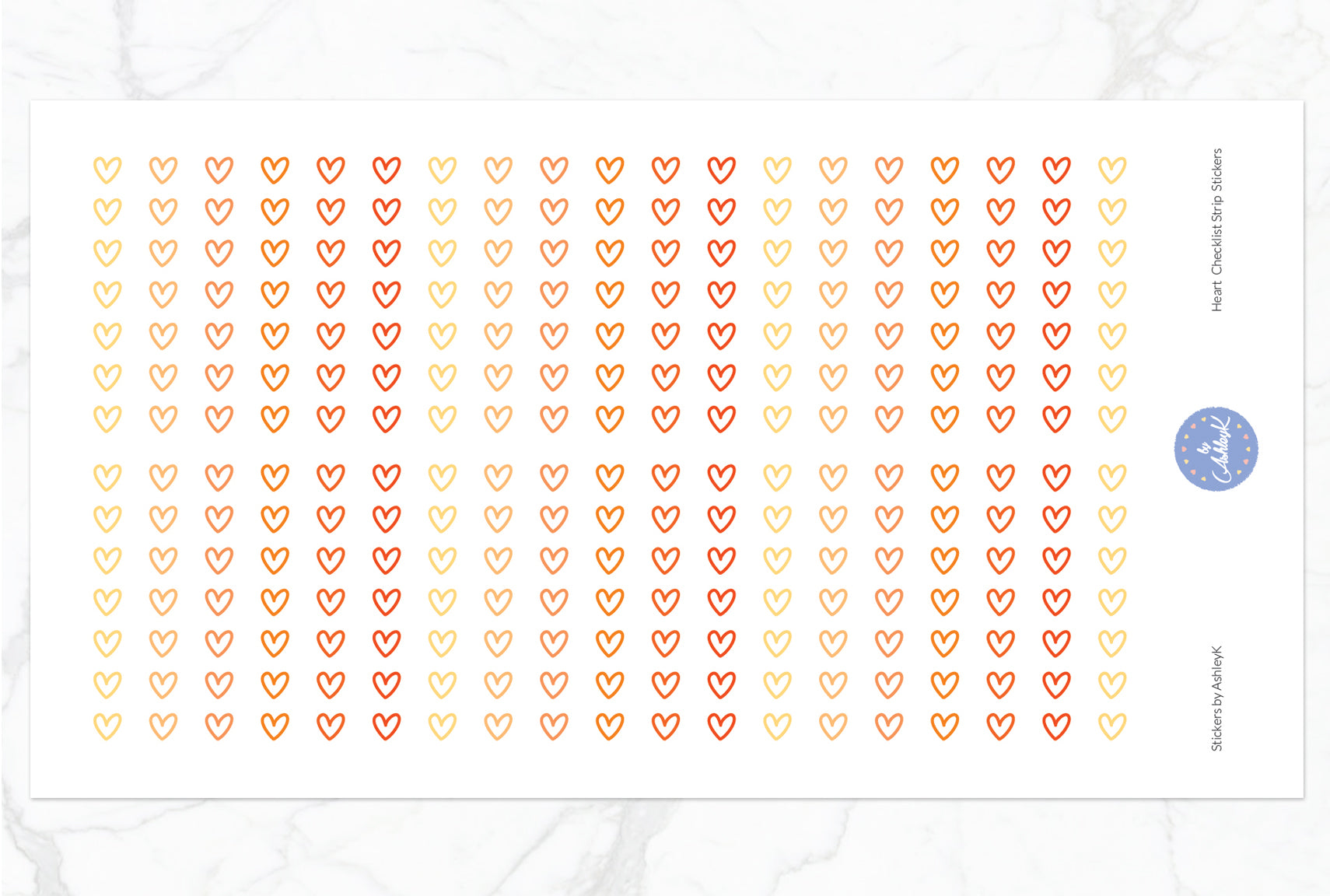 Heart Checklist Strip Stickers - Orange