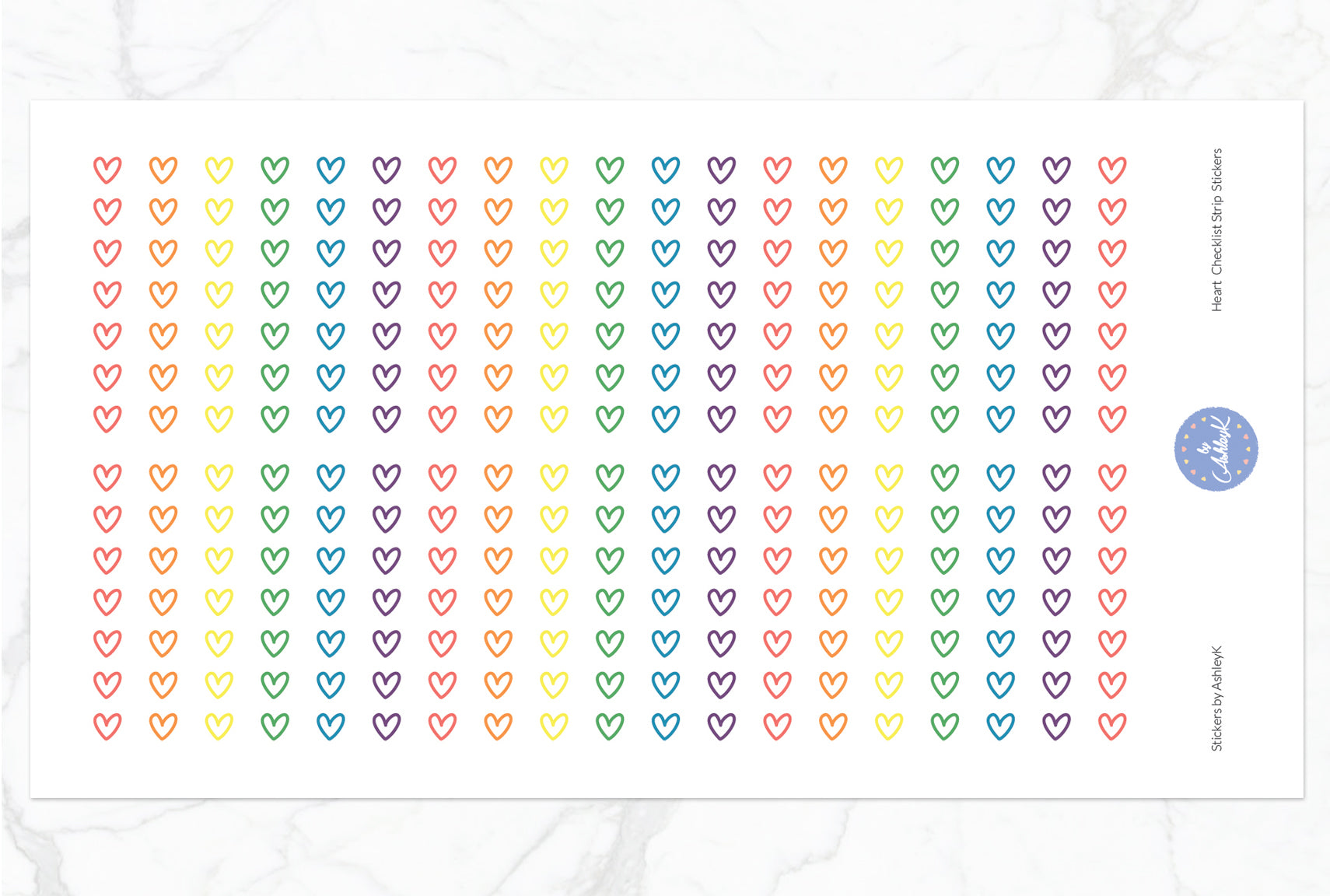 Heart Checklist Strip Stickers - Pastel Rainbow