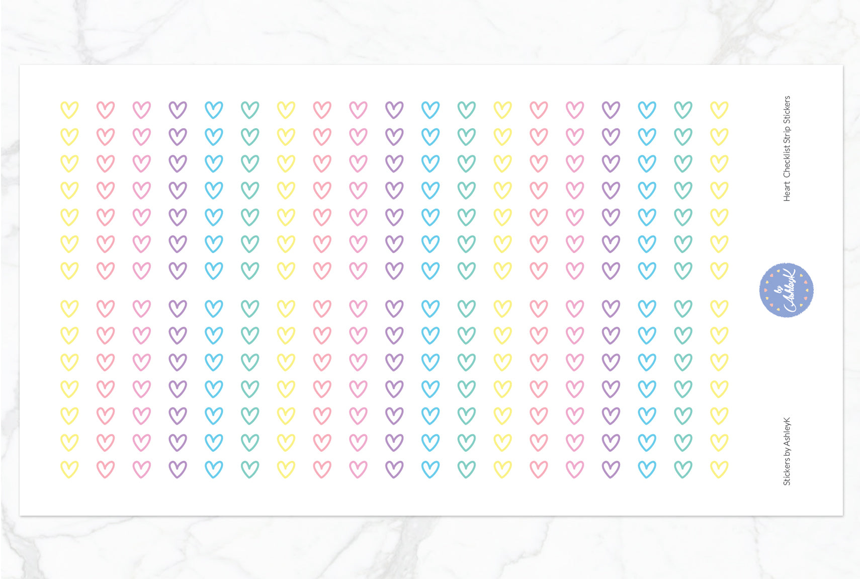 Heart Checklist Strip Stickers - Pastel