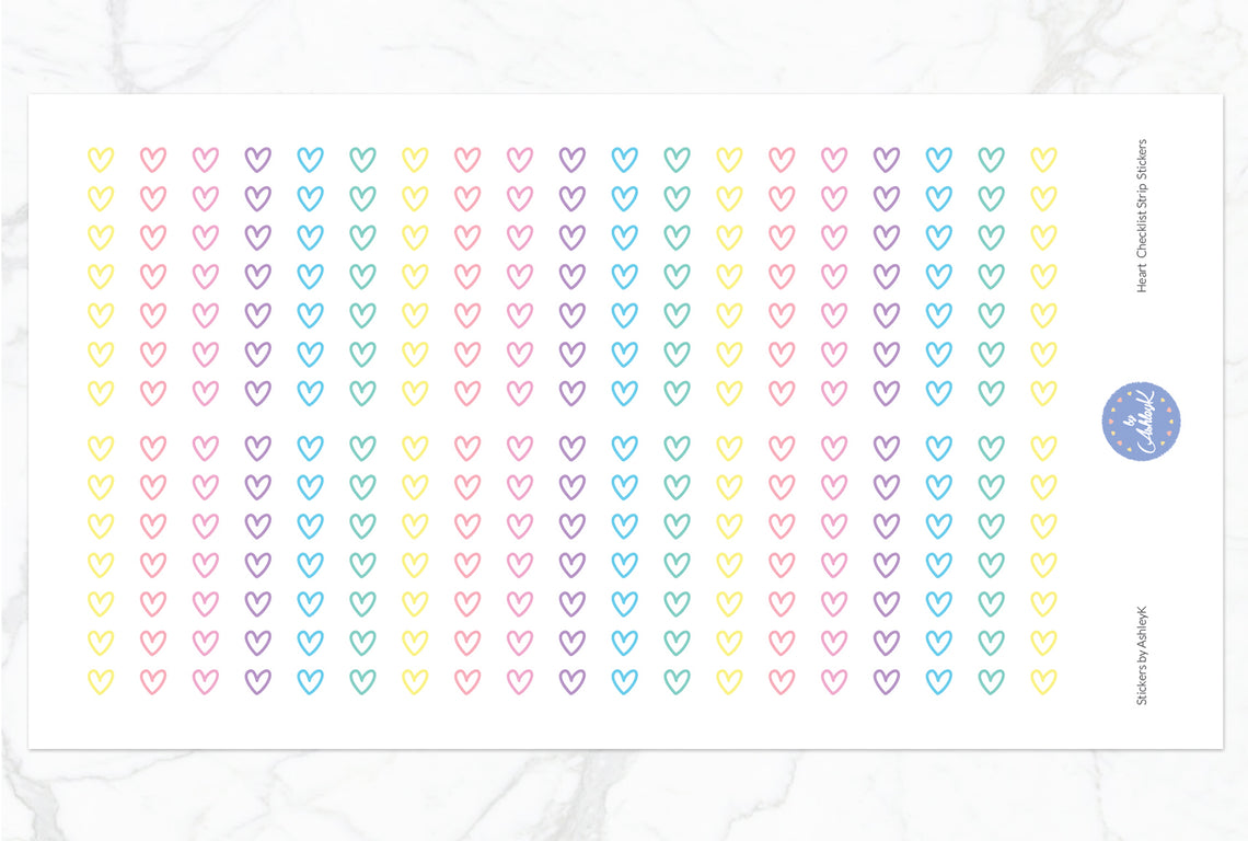 Heart Checklist Strip Stickers - Pastel