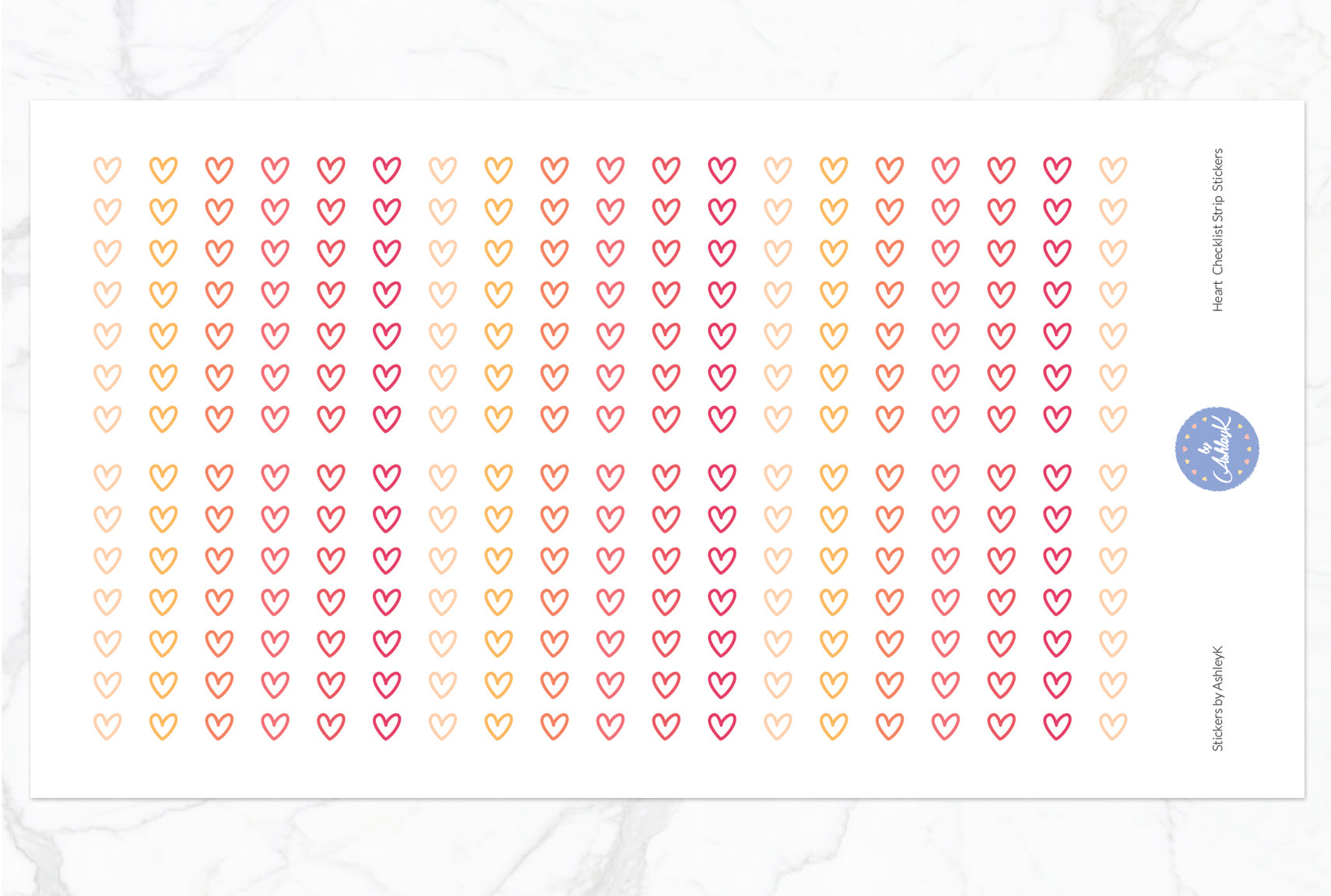 Heart Checklist Strip Stickers - Peach