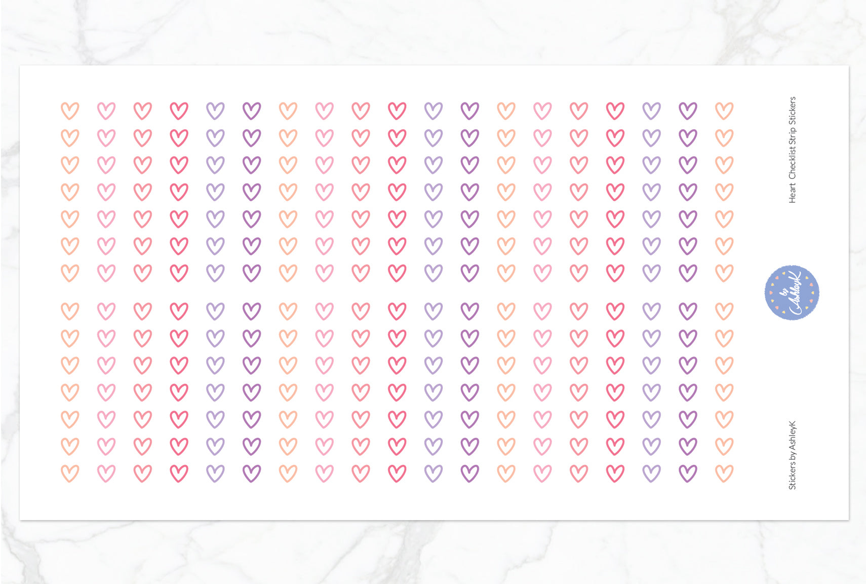 Heart Checklist Strip Stickers - Raspberry
