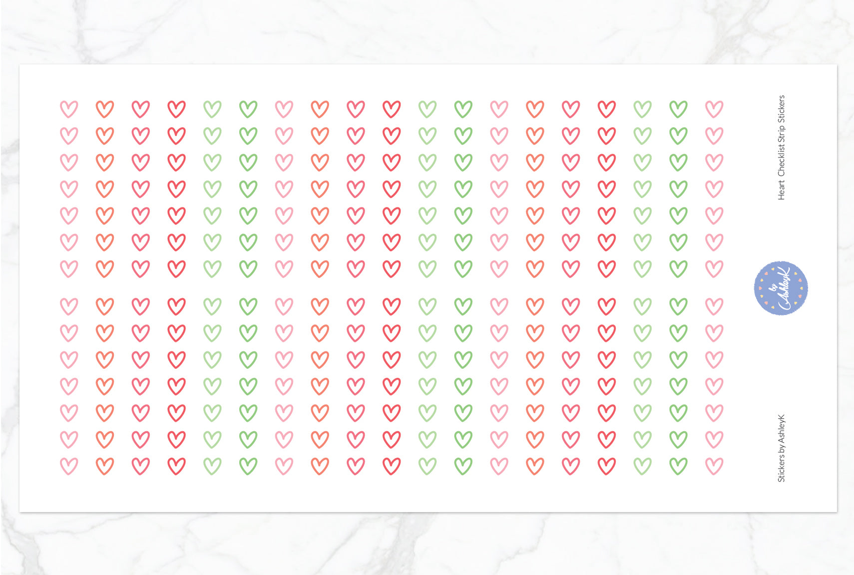 Heart Checklist Strip Stickers - Strawberry