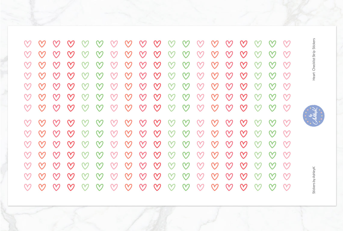 Heart Checklist Strip Stickers - Strawberry