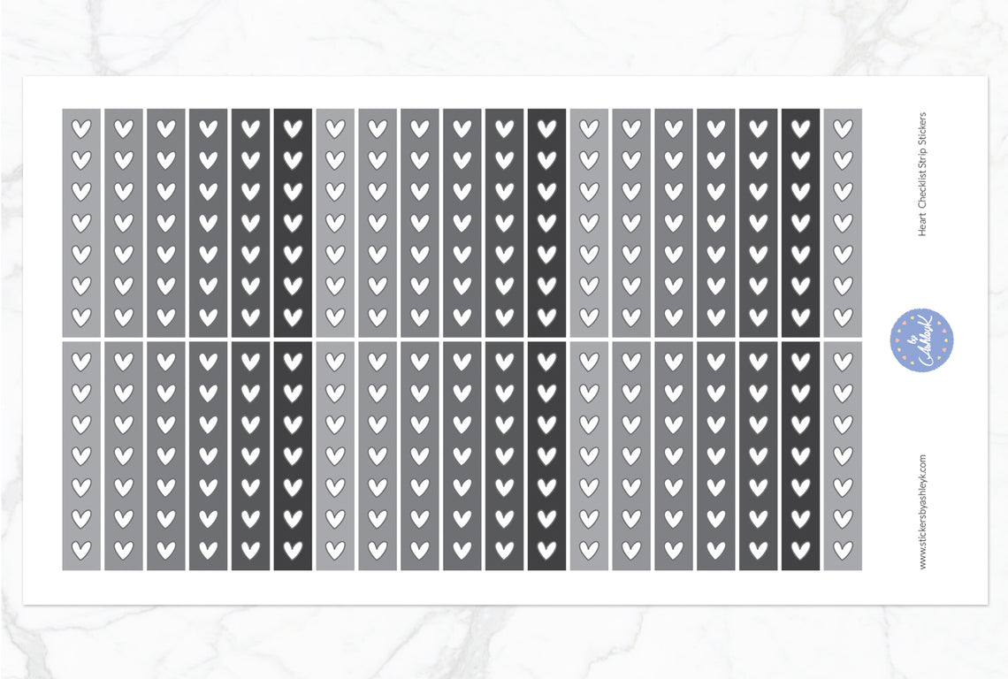 Heart Checklist Thin Strip Planner Stickers