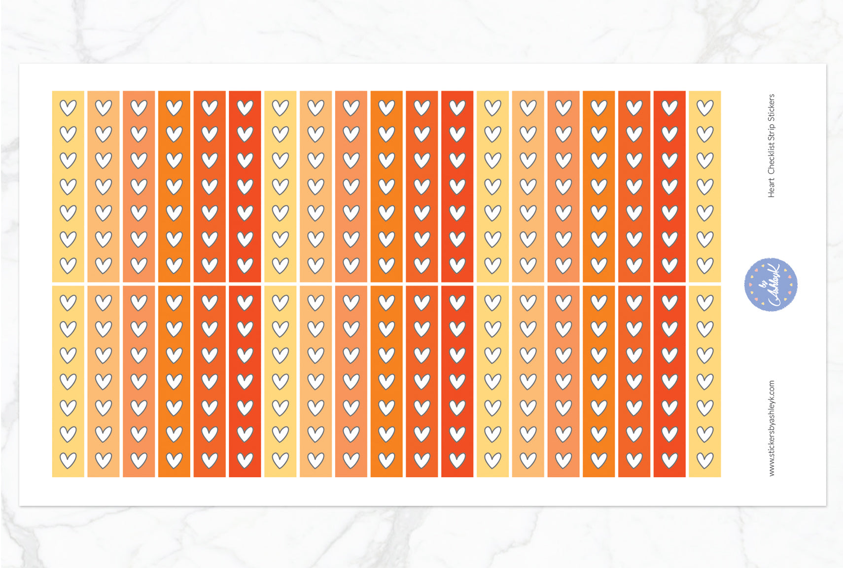 Heart Checklist Thin Strip Planner Stickers