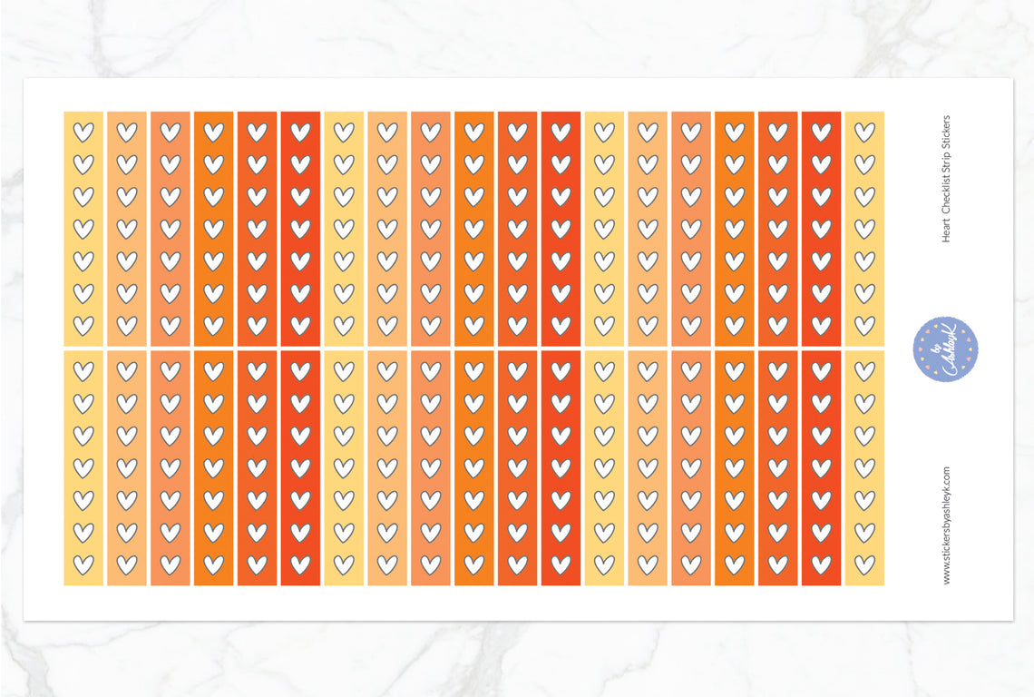 Heart Checklist Thin Strip Planner Stickers