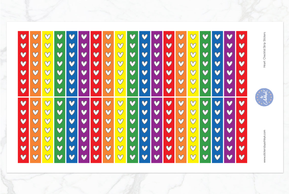 Heart Checklist Thin Strip Planner Stickers