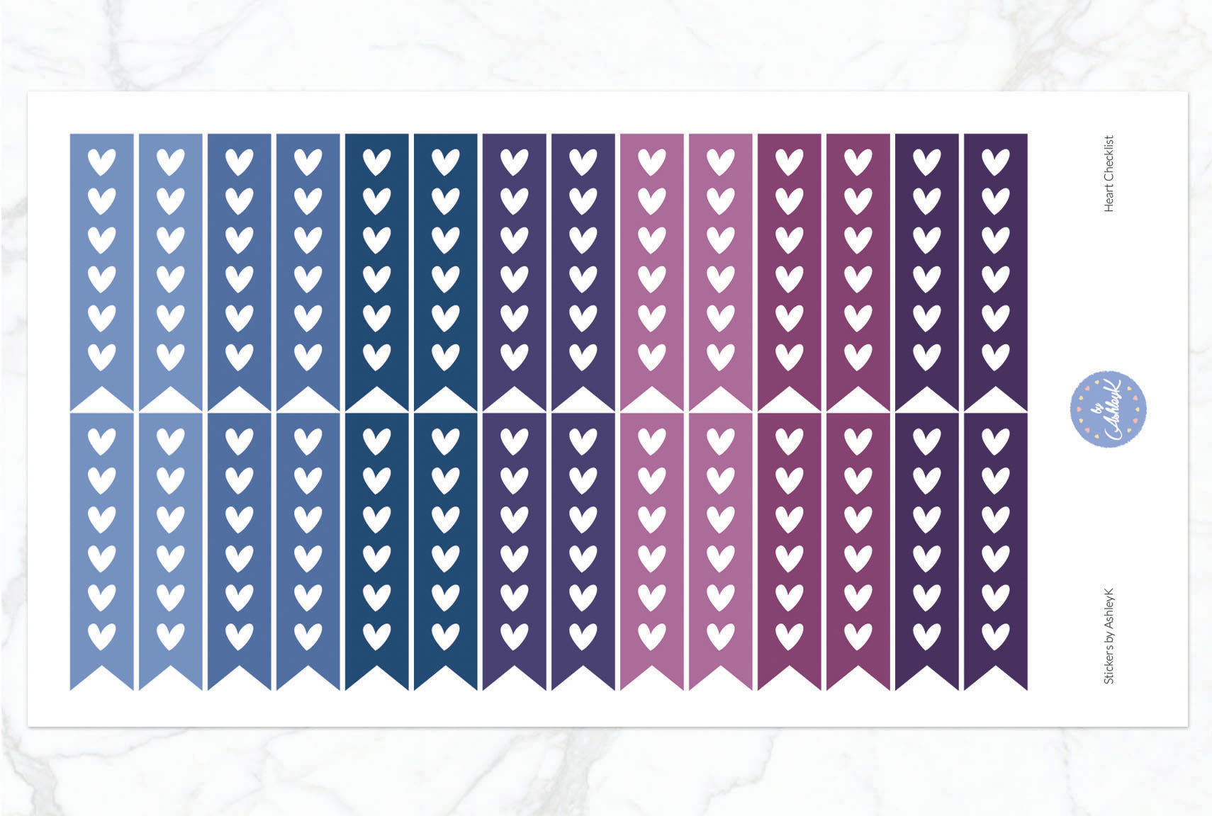 Heart Checklist Stickers - Blueberry