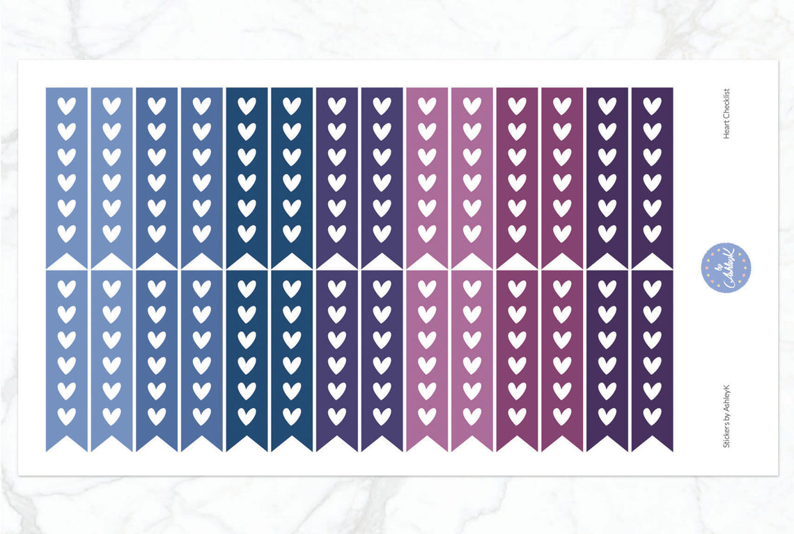 Heart Checklist Stickers - Blueberry