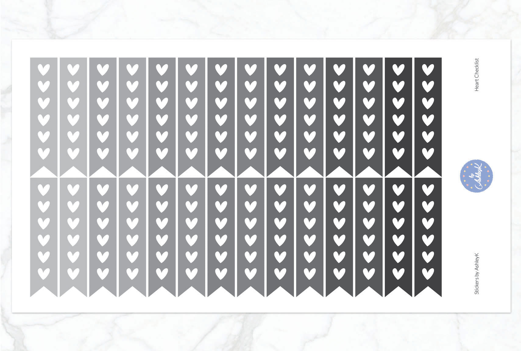 Heart Checklist Stickers - Monochrome