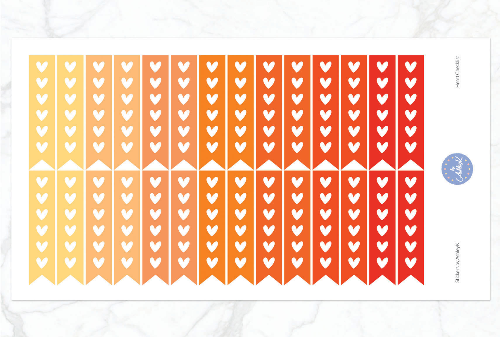 Heart Checklist Stickers - Orange