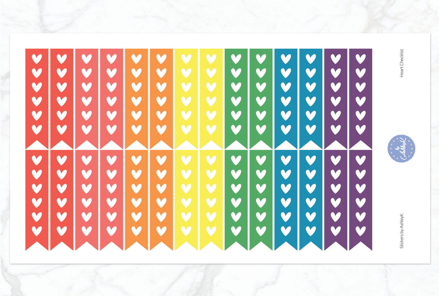 Heart Checklist Stickers - Pastel Rainbow