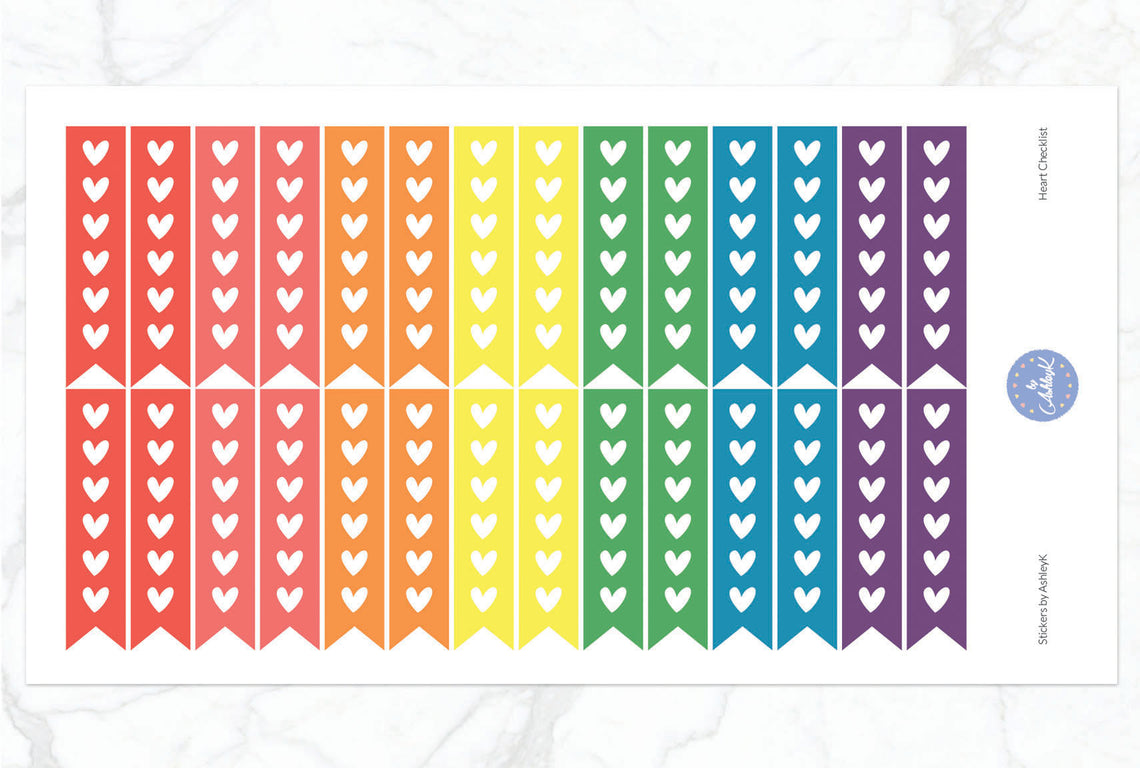 Heart Checklist Stickers - Pastel Rainbow