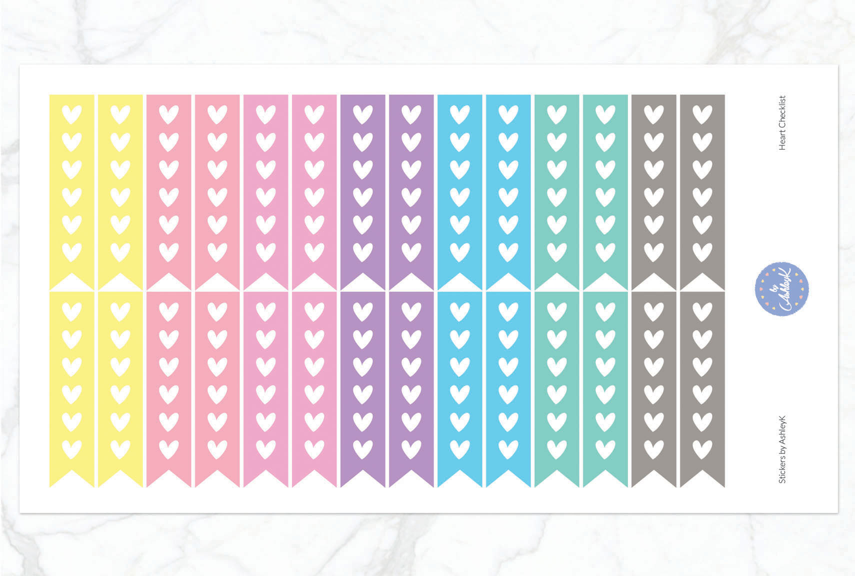 Heart Checklist Stickers - Pastel