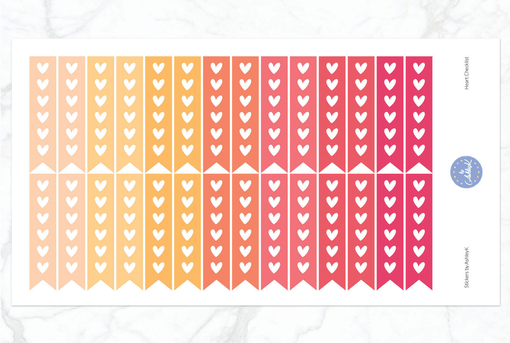 Heart Checklist Stickers - Peach