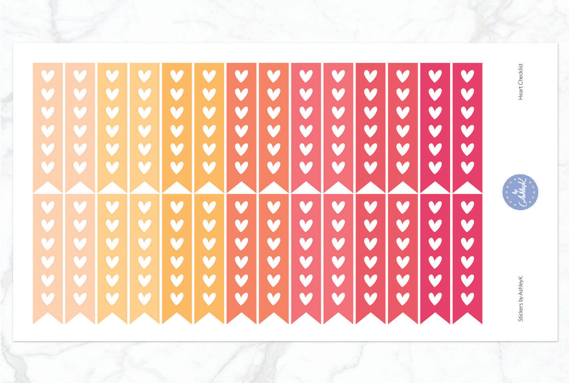 Heart Checklist Stickers - Peach
