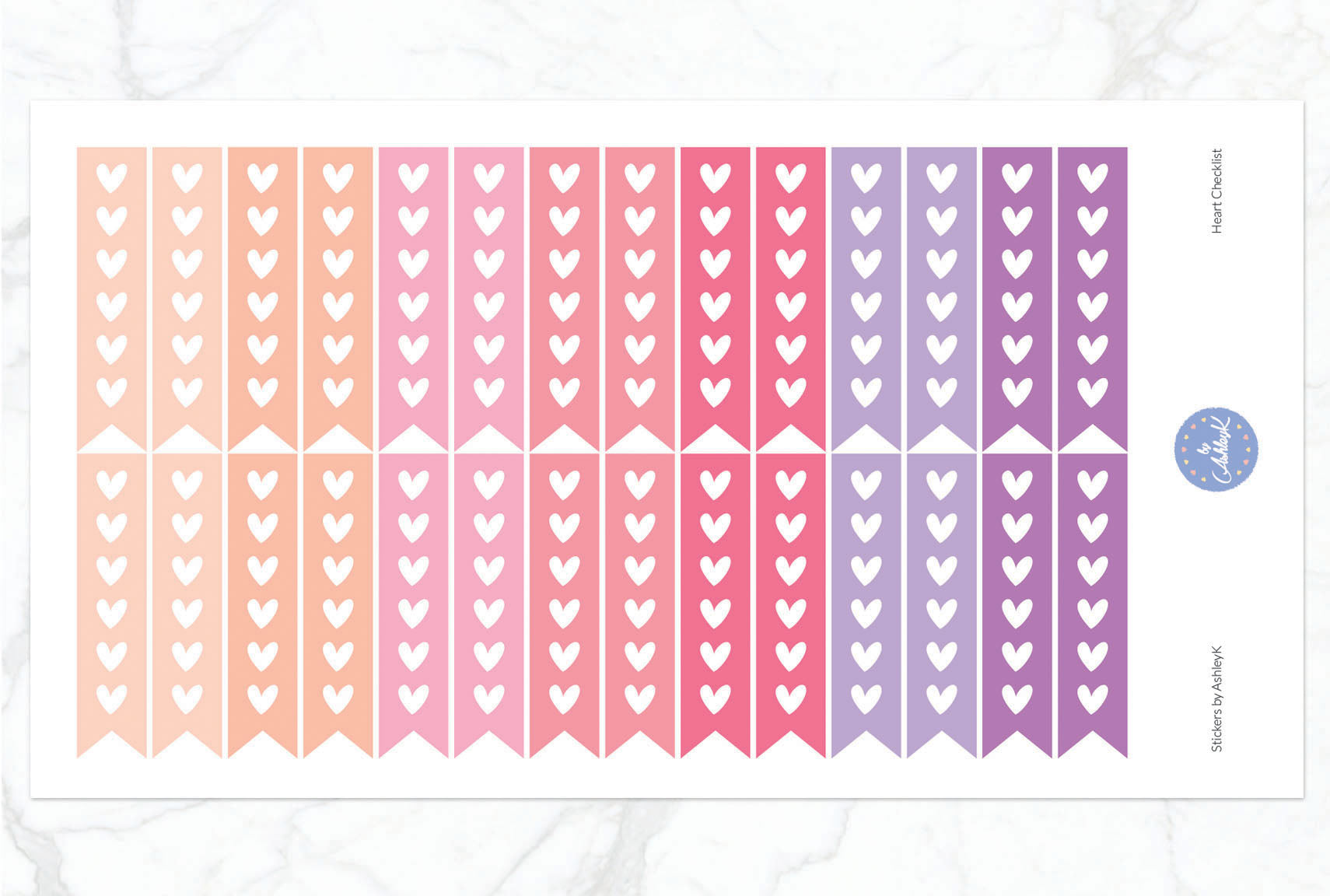 Heart Checklist Stickers - Raspberry