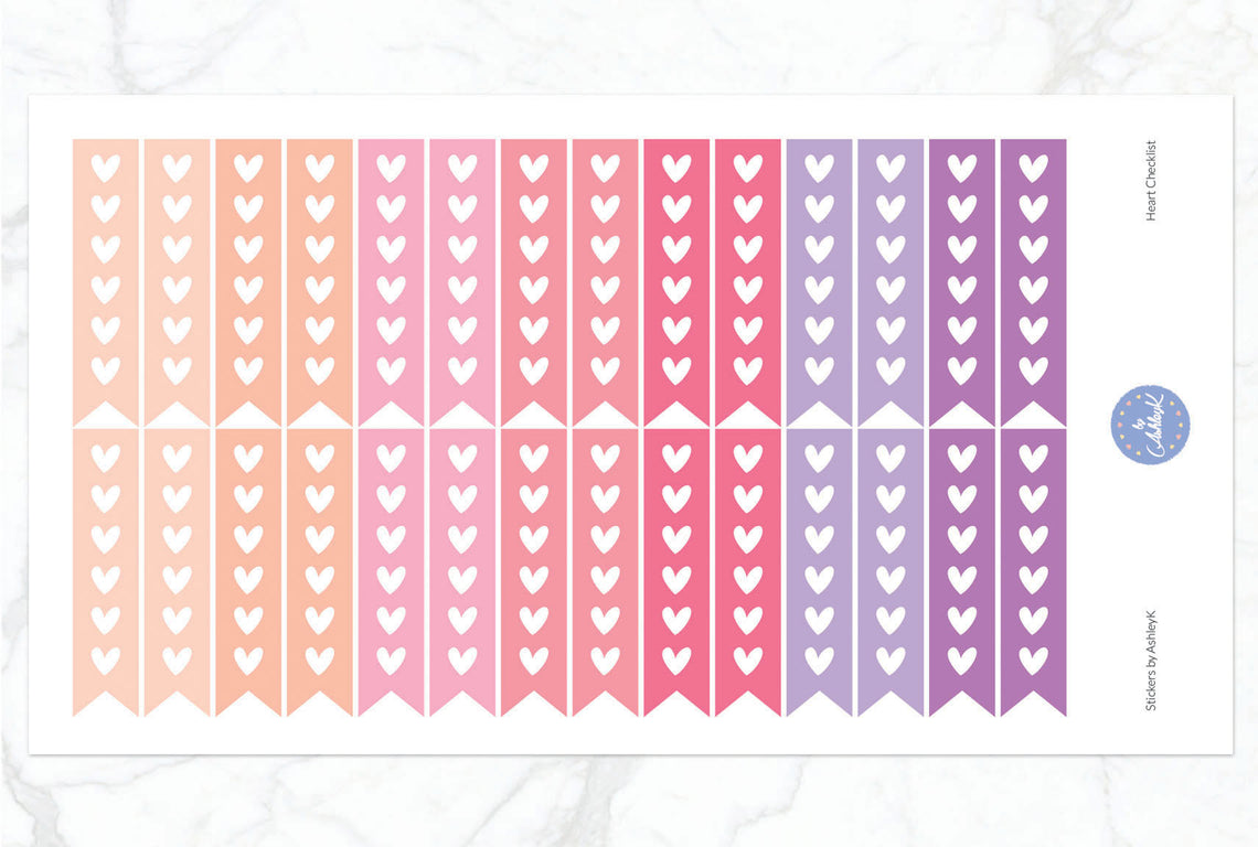 Heart Checklist Stickers - Raspberry