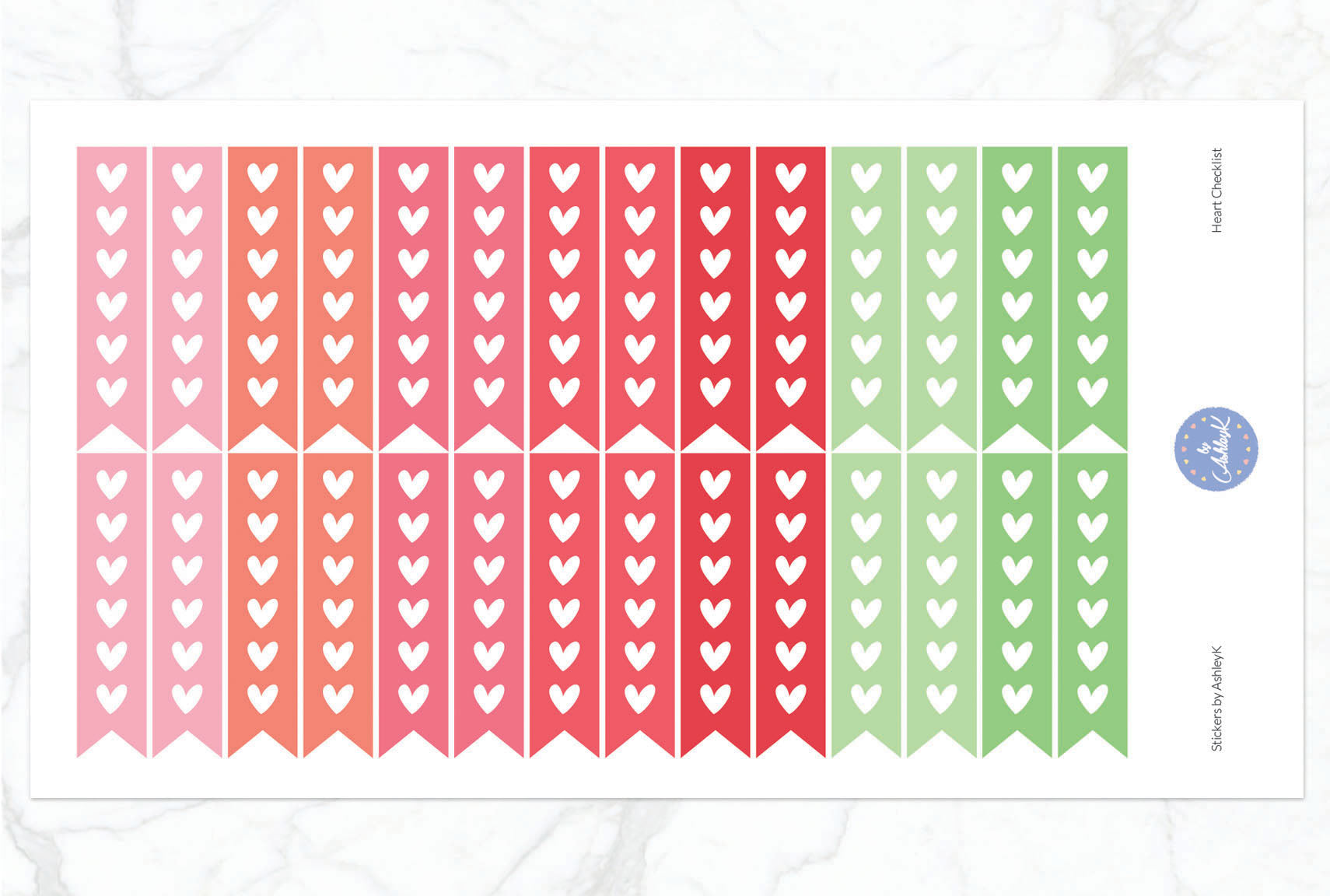 Heart Checklist Stickers - Strawberry