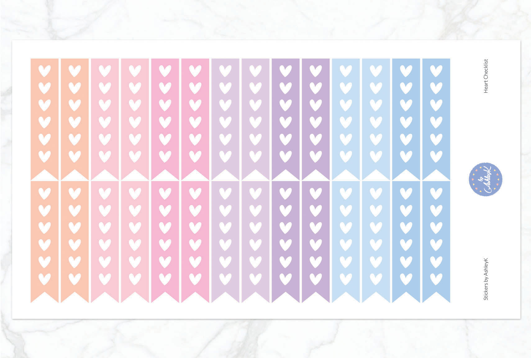 Heart Checklist Stickers - Pastel Sunset