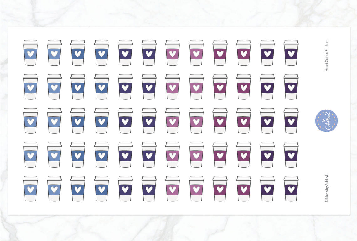 Heart Coffee Stickers - Blueberry