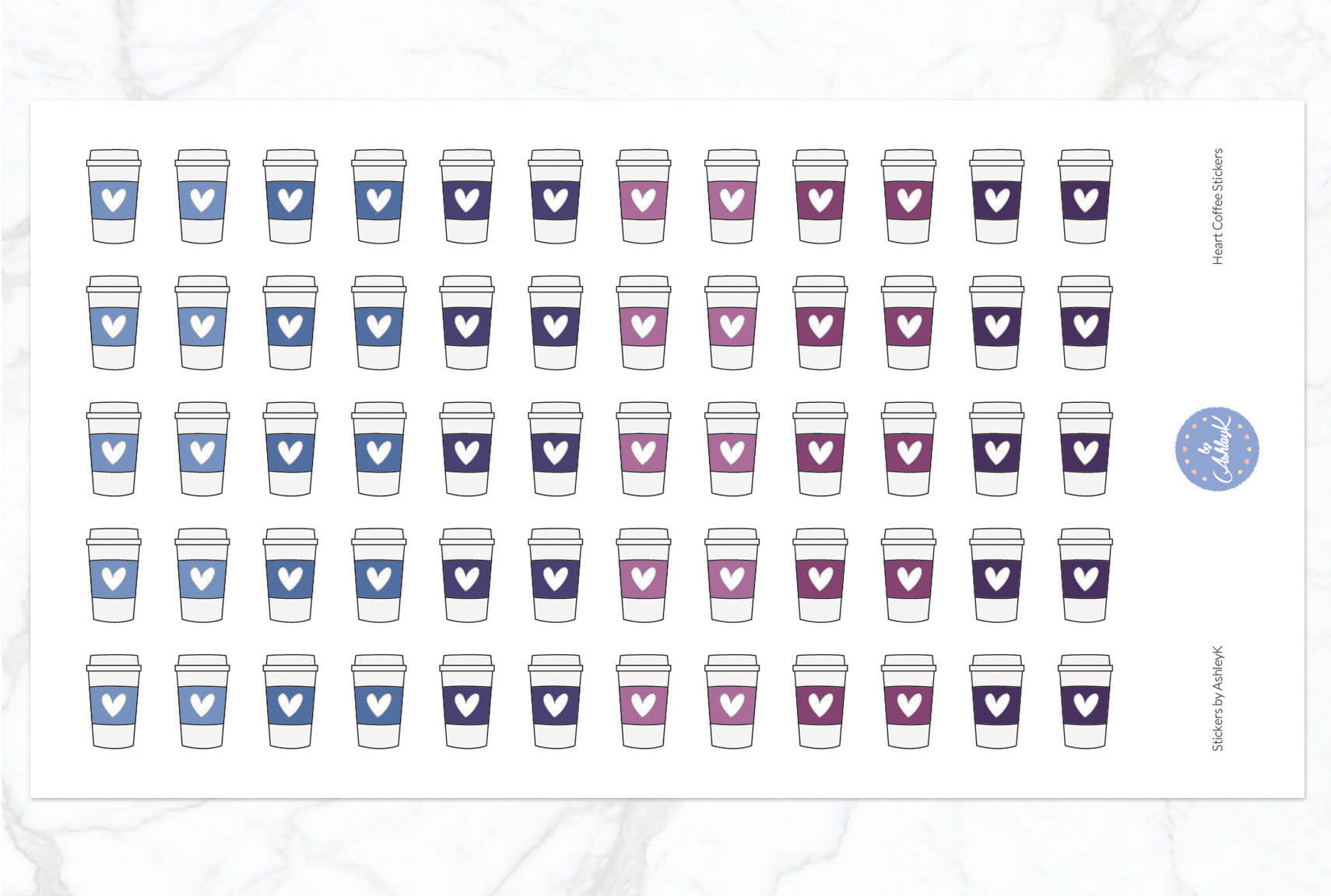 Heart Coffee Stickers - Blueberry