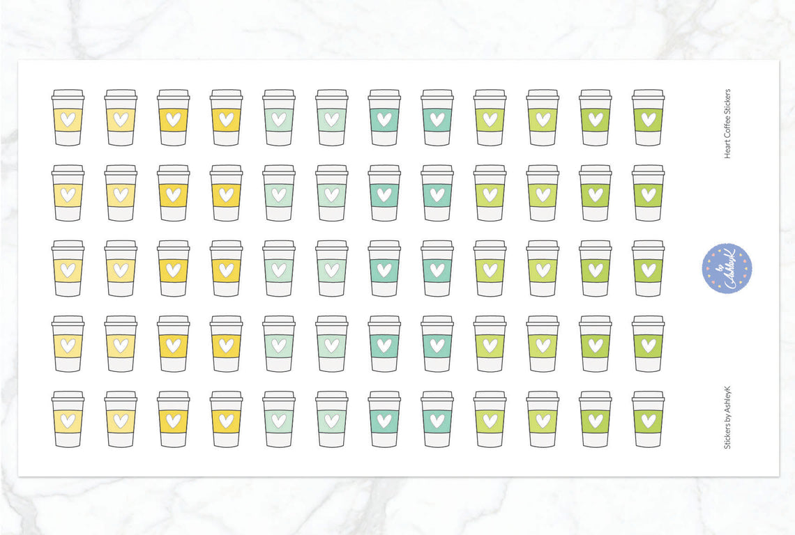 Heart Coffee Stickers - Lemon&Lime