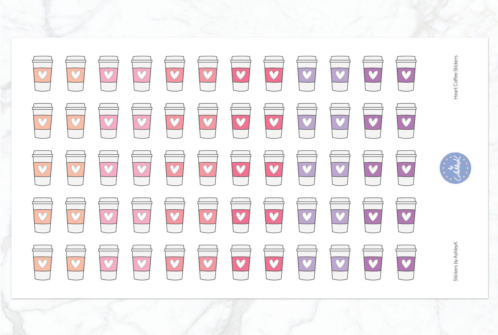 Heart Coffee Stickers - Raspberry