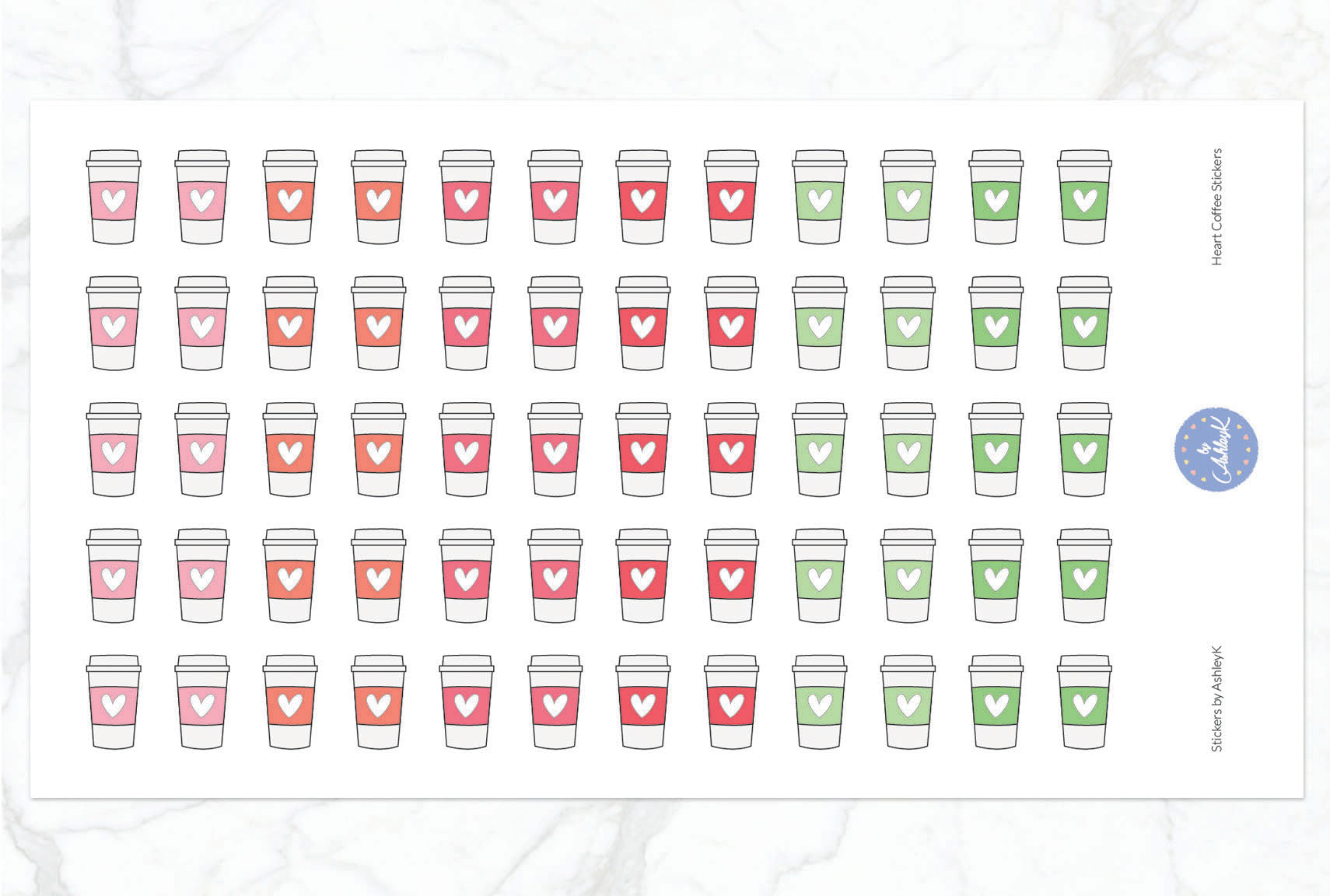 Heart Coffee Stickers - Strawberry