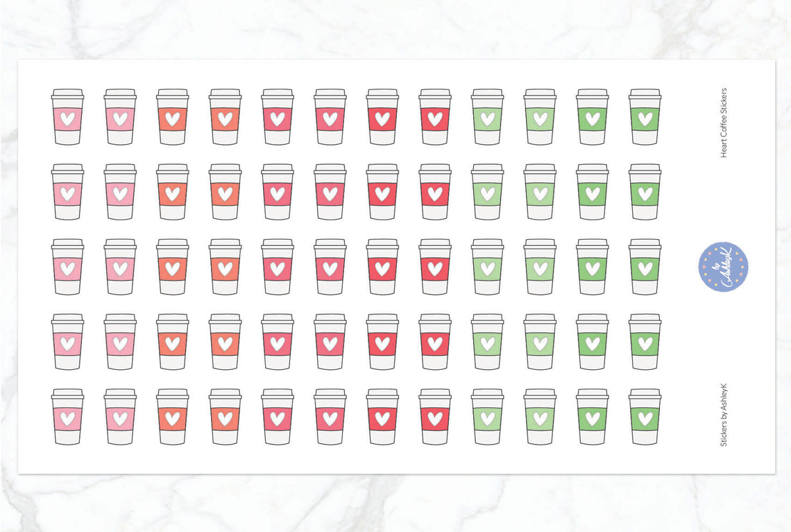 Heart Coffee Stickers - Strawberry