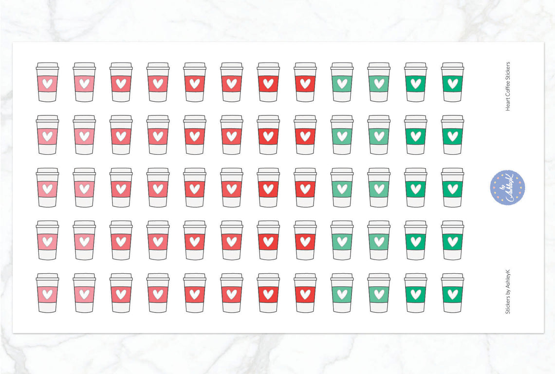Heart Coffee Stickers - Watermelon