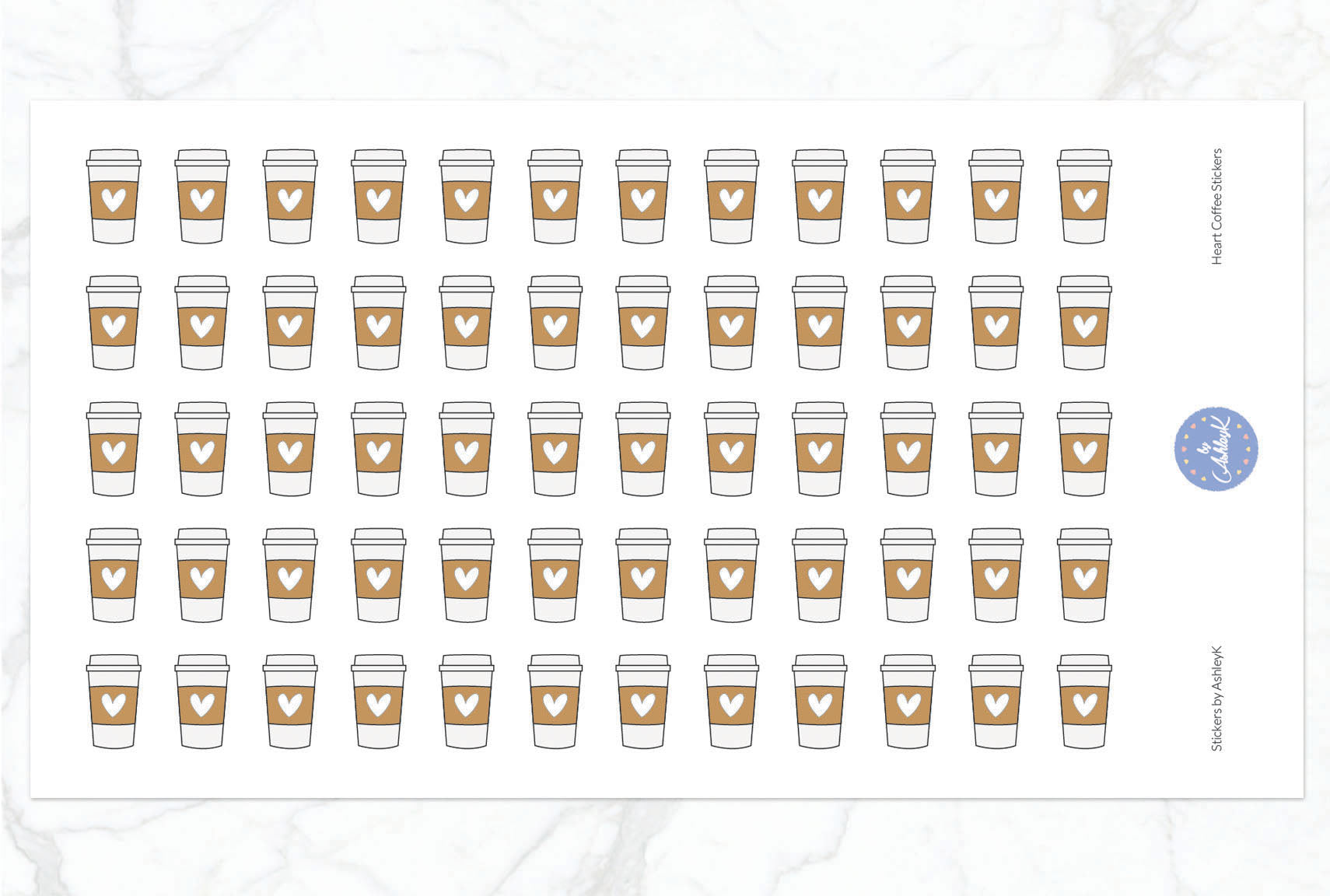 Heart Coffee Stickers - White