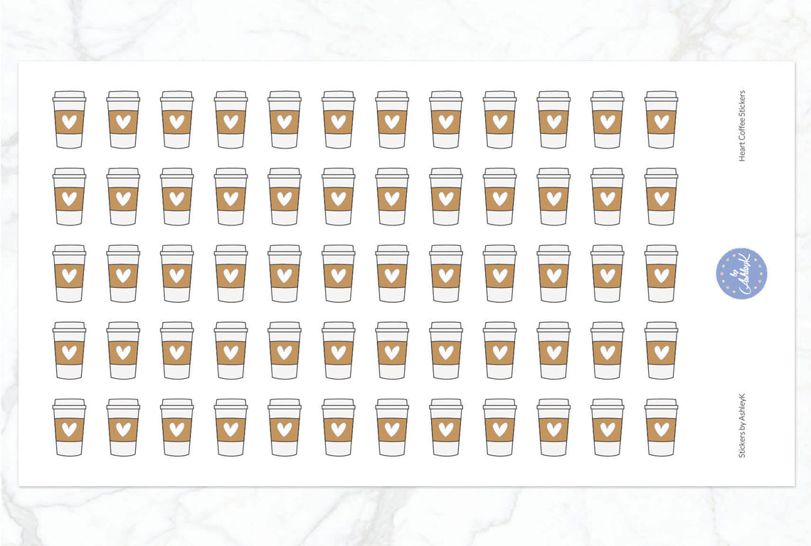 Heart Coffee Stickers - White