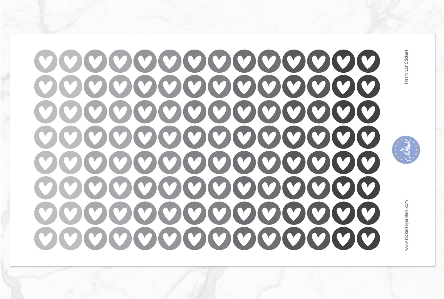 Heart Icon Round Stickers - Monochrome