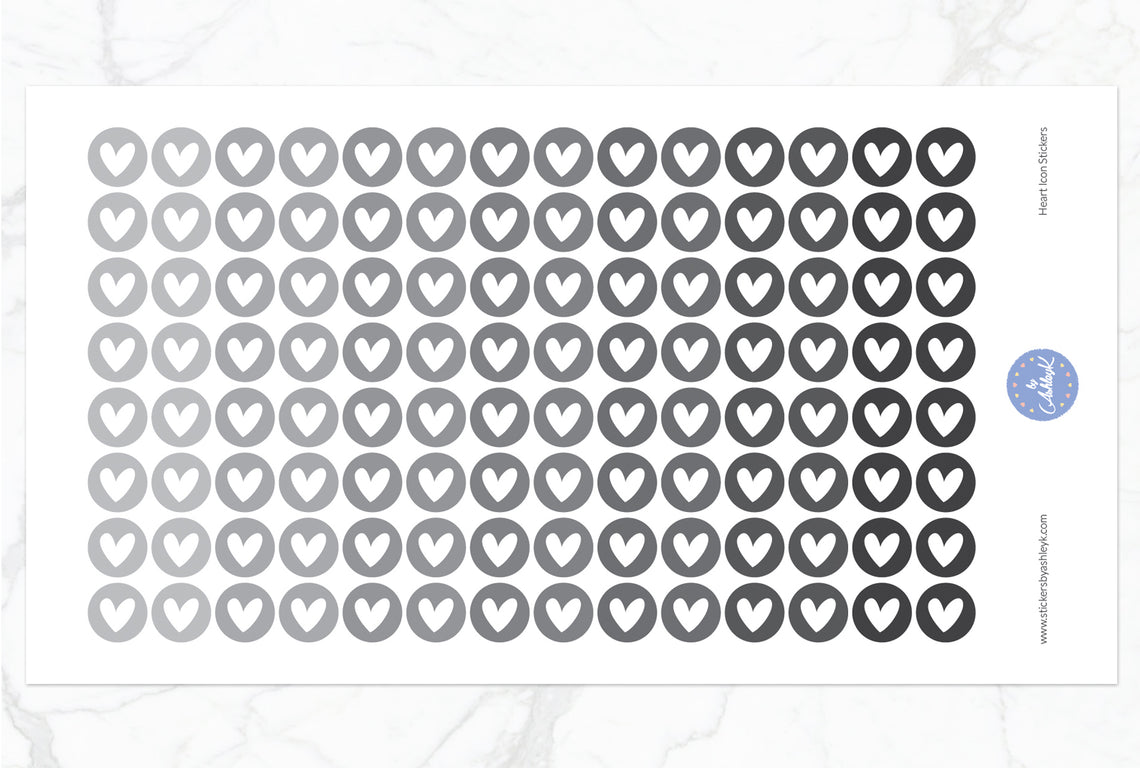 Heart Icon Round Stickers - Monochrome