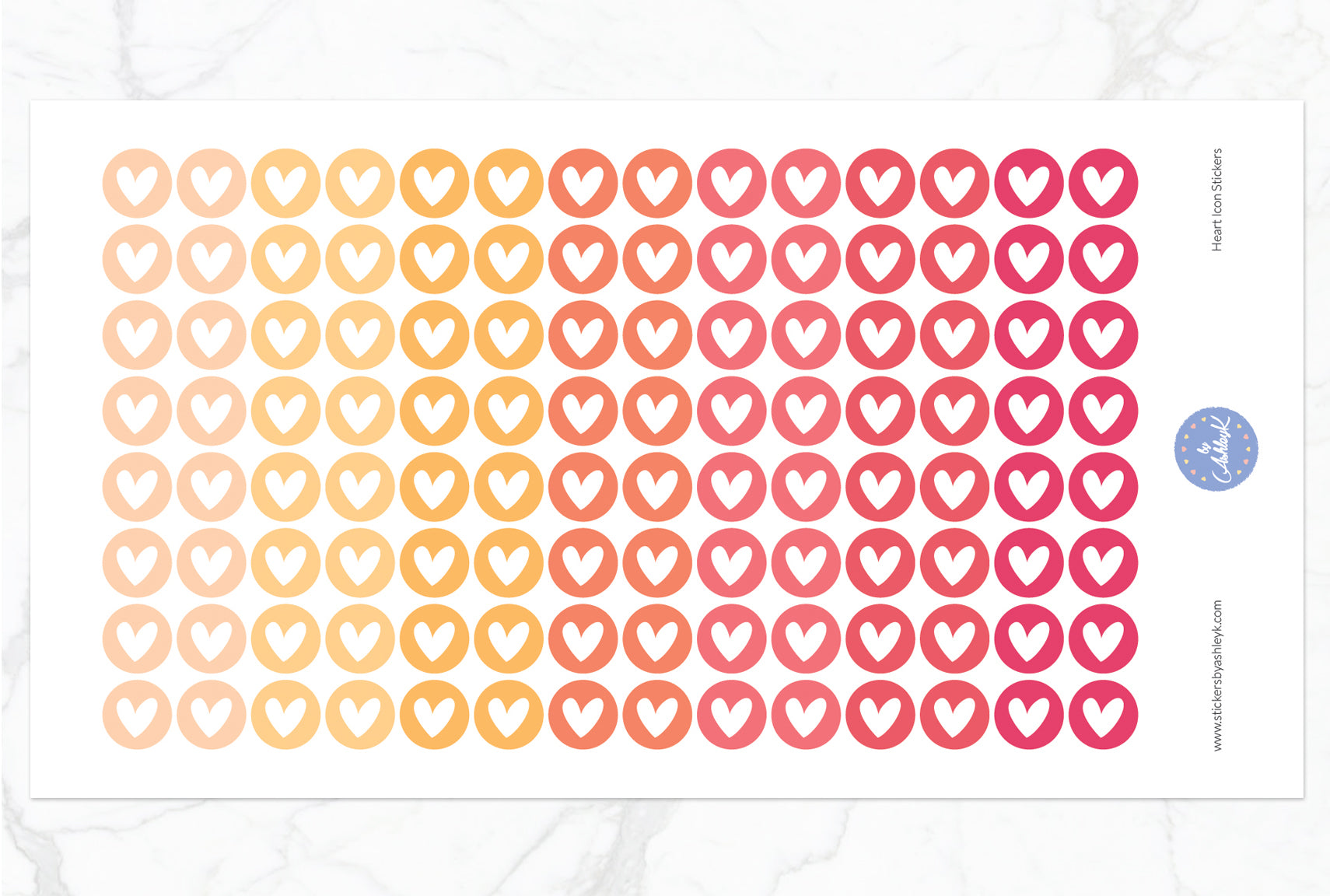 Heart Icon Round Stickers - Peach